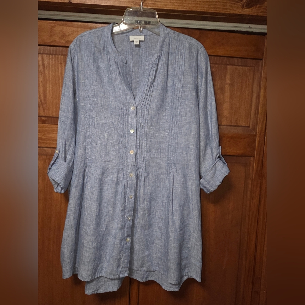 J. Jill Light Blue Button-Up Top